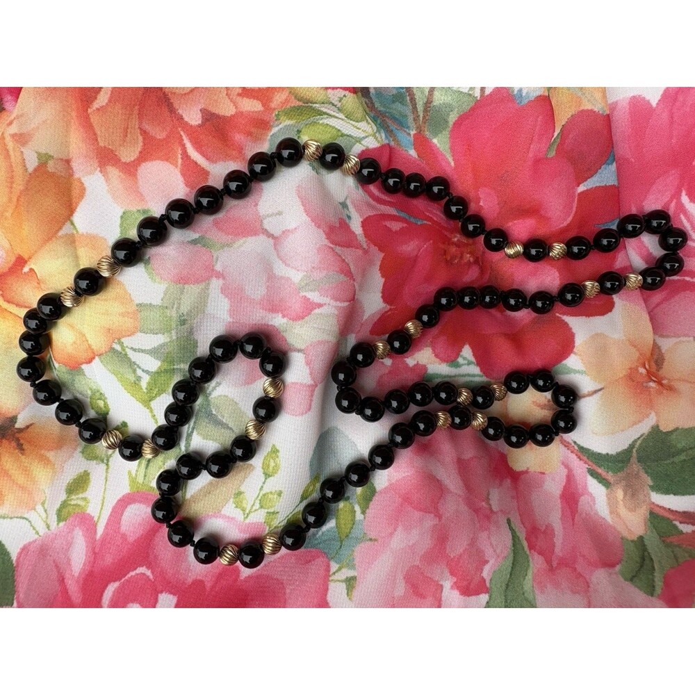 A&S Attwood & Sawyer The Attwood Collection VTG Black Faux Pearl Necklace 16"